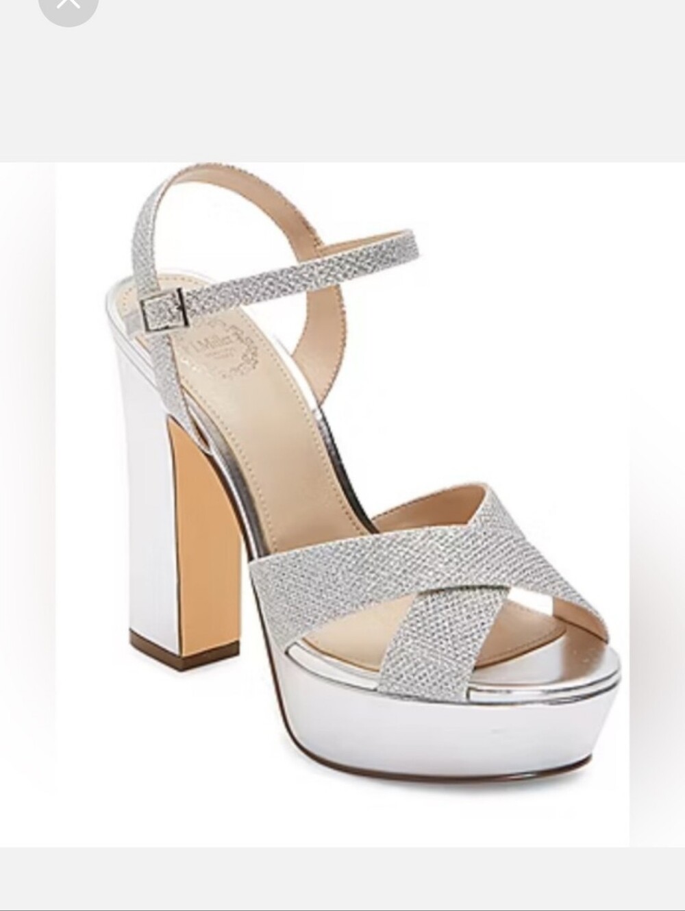 I. Miller Silver Platform Block Heel Sandal with Ankle Strap
